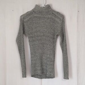 Alibi Stone Grey Ribbed Chenille Turtleneck Sweater Size Small
